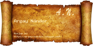 Argay Nándor névjegykártya